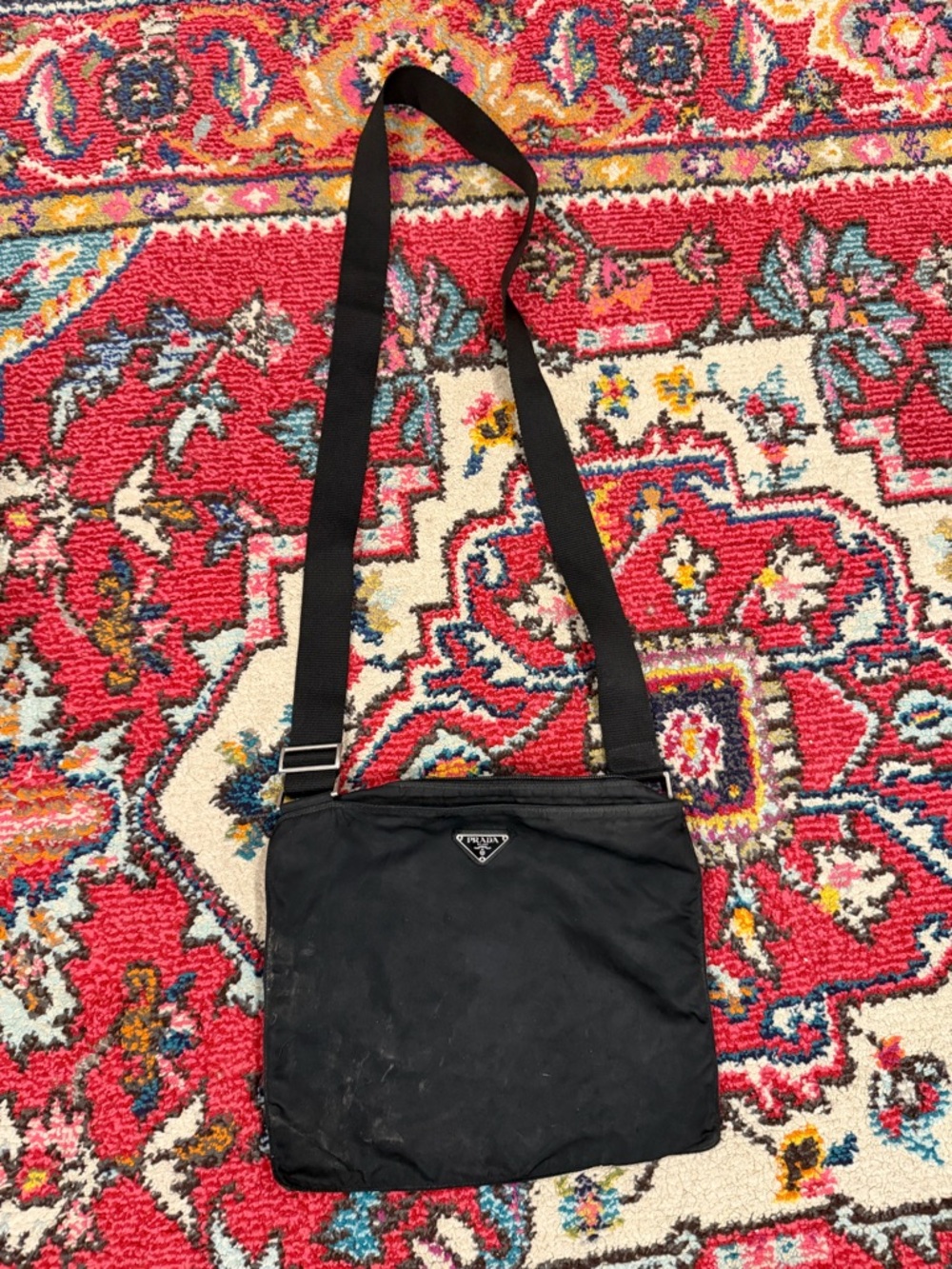 Prada Black Nylon Crossbody Shoulder Bag with Adjustable Strap, As is